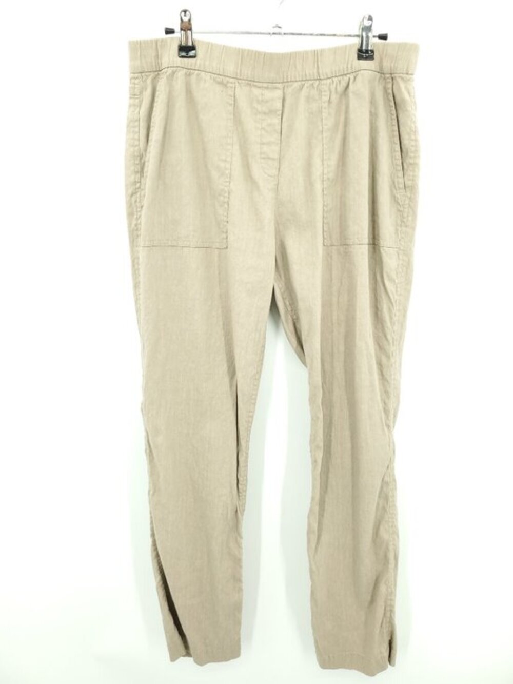 Theory Northsound Crunch 2 Linen-Blend Pull On Ankle Pants w/Pockets 10 Tan